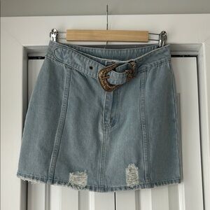 Denim Mini Skirt with Belt